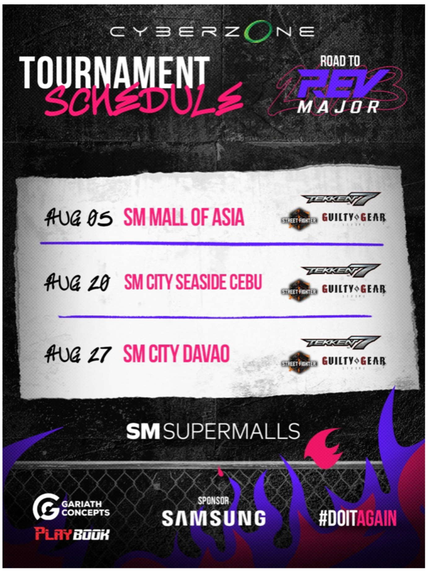 Cyberzone Road to REV Major Tournament Schedule at SM Mall of Asia, SM City Seaside Cebu, and SM City Davao | SM Supermalls