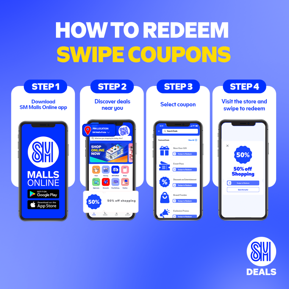 Buy 1 Take 1 Super Deals this October: Swipe coupons on SM Malls Online | SM Supermalls